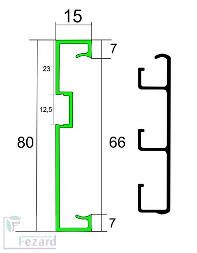 Алюминиевый плинтус Fezard Кабельный ALP-G80-LF Алюминий 80*15*2500 мм в Уфе