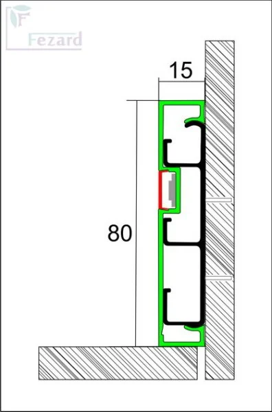 Алюминиевый плинтус Fezard Кабельный ALP-G80-LF Алюминий 80*15*2500 мм в Уфе