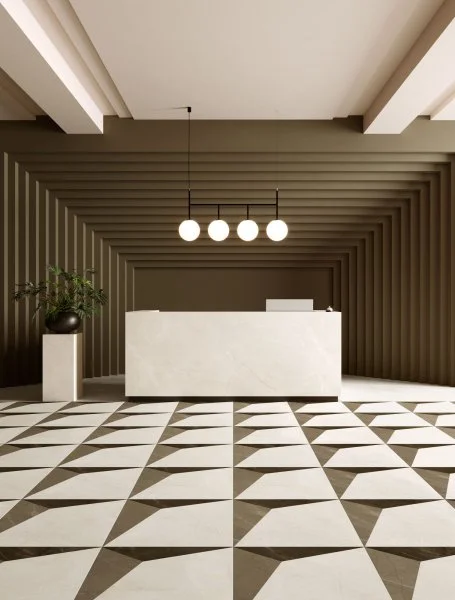 Керамогранит Coliseum Фьямма Уайт Вставка Фрэйм 60х60 (Натуральный и Реттифицированный) в Уфе