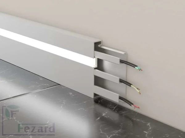 Алюминиевый плинтус Fezard Кабельный ALP-G80-LF Алюминий 80*15*2500 мм в Уфе